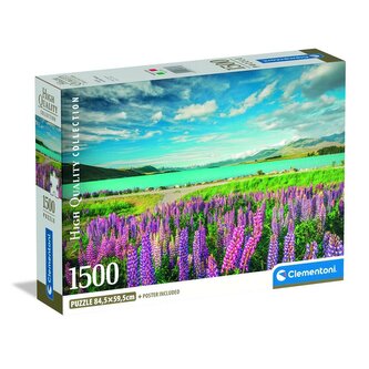 Puzzle 1500 elementów. Compact  Lupins at Lake Tekapo