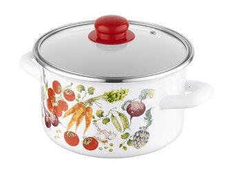 HRNEC SMALTOVANÝ S POKLIČKOU  18 CM 3L VEGETABLES