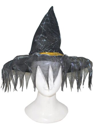 Čarodějnický černý klobouk  s třásněmi