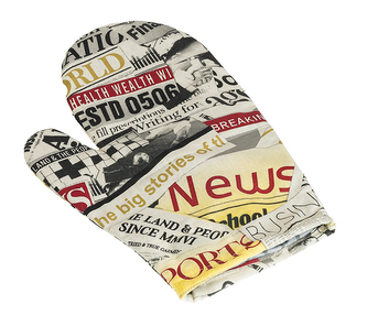 Kuchyňská chňapka - Noviny červená, černá, bílá - 28x18 cm