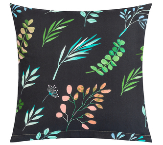 Polštářek ADÉLA - Lístky na černé - 40x40 cm