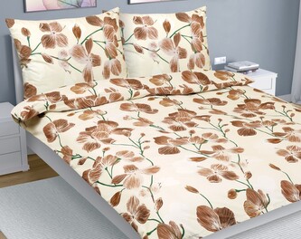 Povlečení bavlna na dvoudeku - Zahrada béžová - 200x220, 2ks 70x90 cm (200 cm šířka x 220 cm délka prodloužená)