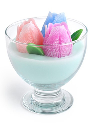 Świeca w pucharku TULIPANY woskowa 11x14cm turkusowa