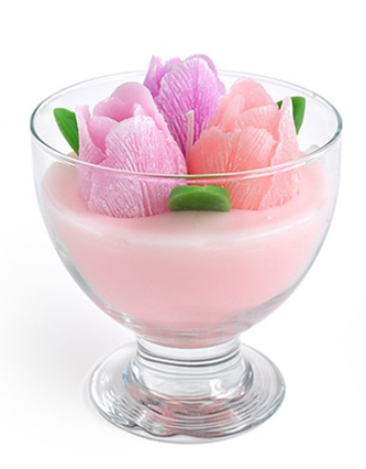 Świeca w pucharku TULIPANY woskowa 11x14cm różowa