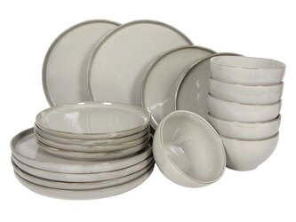 HIT Jídelní sada talířů 18 ks Stone šedá HT-24327382