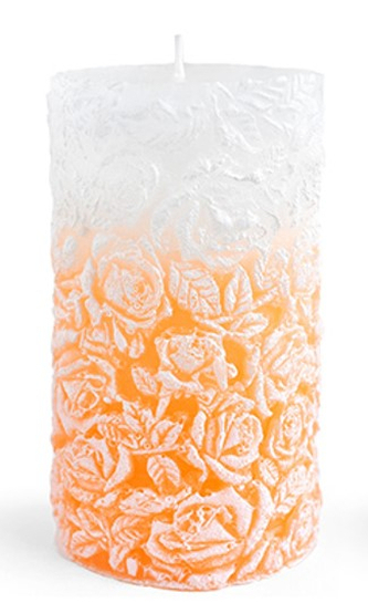 Świeca walec duży 8x18,5cm RÓŻANA pomarańczowa parafinowa