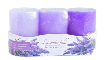 Świeca zapachowa FLORIS LAVENDER 3sztuki walec 6x9cm parafinowa