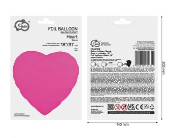 Balon foliowy Serce 46cm ciemnoróżowy fluor