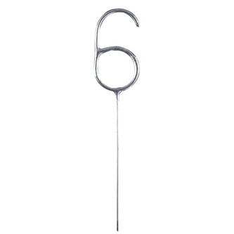 Prskavka číslice 6 stříbrná, 17 cm