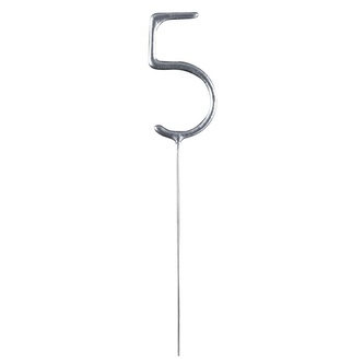 Prskavka číslice 5 stříbrná, 17 cm