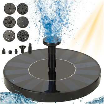 Plovoucí solární zahradní fontána o průměru 16 cm