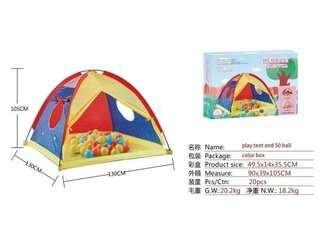 Namiot dziecięcy 130x130cm + 50 piłek