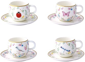 Porcelánové šálky a podšálky Fancy Garden