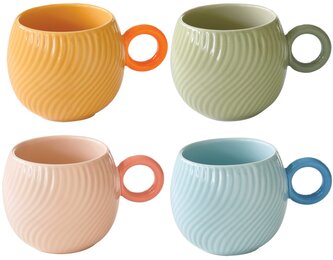 Sada čtyř porcelánových hrnků Wave