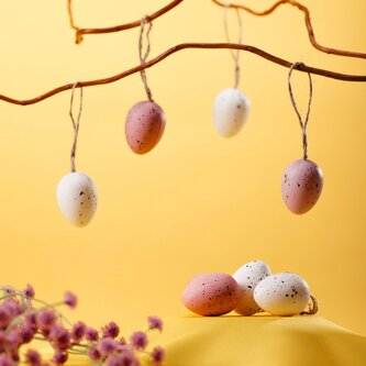 Velikonoční dekorace | MARVA | růžová a bílá vejce | 9 kusů 4 cm | 722318