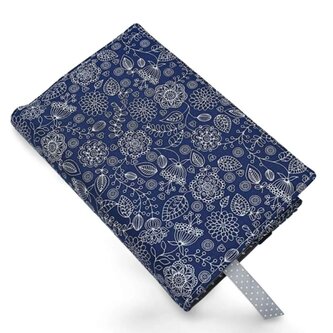 Nastavitelný obal na knihu v různých velikostech - Folk Flowers - modrá - velikost L Nastavitelný obal na knihu v různých velikostech - Folk Flowers - modrá - velikost L