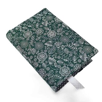 Nastavitelný obal na knihu v různých velikostech - Folk Flowers - zelená - velikost L Nastavitelný obal na knihu v různých velikostech - Folk Flowers - zelená - velikost L