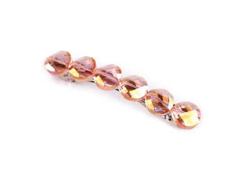 Francouzská spona do vlasů - 1 ks - 2 crystal rose patina AB