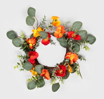 Dekorační věnec | ALAST | s korálovými květy | 39 cm | 734335