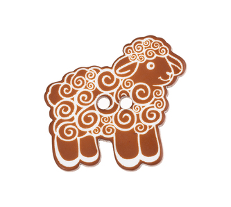 Dekorace beránek - hnědá, bílá - 35x25 mm