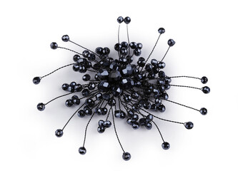 Brož se skleněnými broušenými korálky Hand made - 1 ks - 6 (88) modrá temná černá