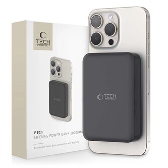 Powerbank Tech-Protect LifeMag PB11 z MagSafe 10000mAh 15W port USB-C - czarny + kabel USB-C Powerbank Tech-Protect LifeMag PB11 z MagSafe 10000mAh 15W port USB-C - czarny + kabel USB-C