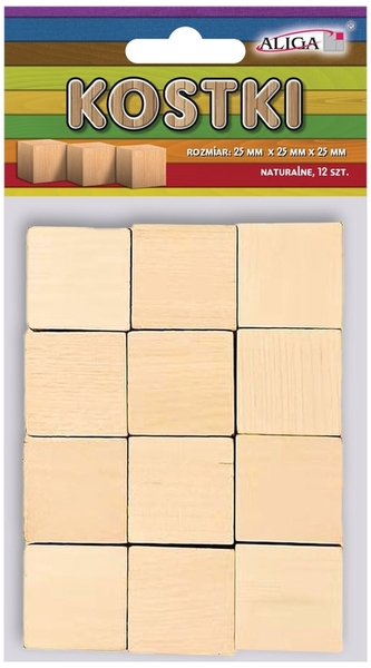 Kostki naturalne op. 12szt. rozm. 25 x 25 x 25 mm, Aliga