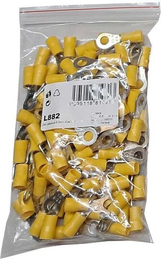 Oko kabelové 6,5mm žluté (RV 5,5-6), balení 100ks