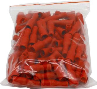 Konektor DUTINKA 4mm červená, kabel 0,5-1,5mm2, balení 100ks