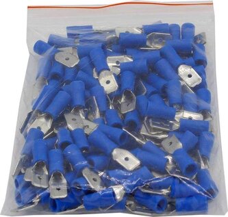 Faston-konektor 6,3mm modrý pro kabel 1,5-2,5mm2, balení 100ks