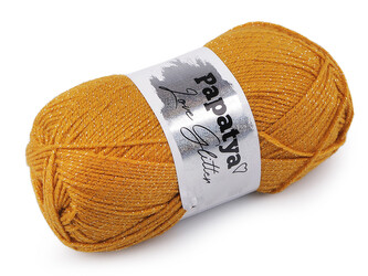 Pletací příze Papatya Love Glitter 100 g - 1 ks - 8 (8750) hořčicová zlatá