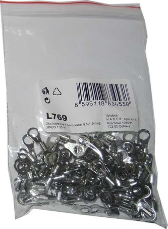 Oko kabelové 4,3mm,kabel 0,5-1,5mm2 (RNBS 1,25-4), balení 100ks