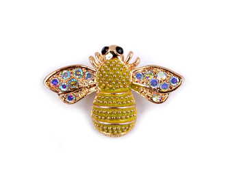 Brož / odznak mini - 1 ks - 5 žlutozelená muška