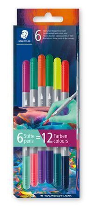 Fixy "3280", 12 různých barev, sada Multivesmír 1, 1-3 mm, oboustranné, vypratelné, STAEDTLER 3280C6