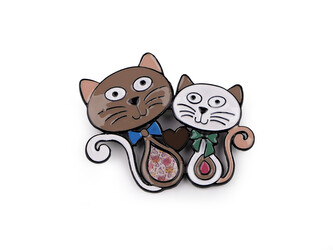 Brož kočky - 1 ks - 1 béžová