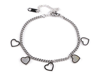 Náramek z nerezové oceli srdce - 1 ks - 1 stříbrná