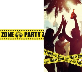Vymezovací páska - Party Zone, žlutá 6 m x 8 cm