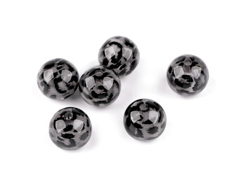 Plastové korálky leopardí vzor Ø16 mm - 6 ks - 4 šedá