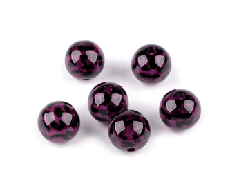 Plastové korálky leopardí vzor Ø16 mm - 6 ks - 1 fialová tmavá
