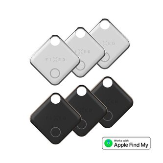 Fixed Smart tracker Tag s podporou Find My, 6 ks, 3x černý + 3x bílý