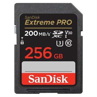 SanDisk Extreme PRO 256GB SDXC Memory Card 200MB/s and 140MB/s, UHS-I, Class 10, U3, V30