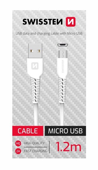 Swissten datový kabel USB/micro USB bílý 1,2m