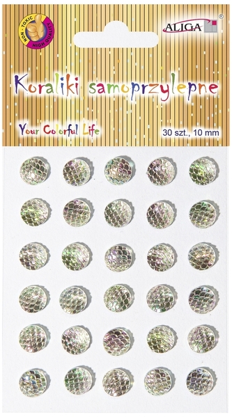Dżety, kryształki JET-2442 samoprzylepne opalizujące, rozm. 10mm, Aliga