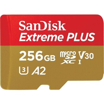SanDisk Extreme PLUS microSDXC 256 GB + SD Adapter 200 MB/s and 140 MB/s  A2 C10 V30 UHS-I U3