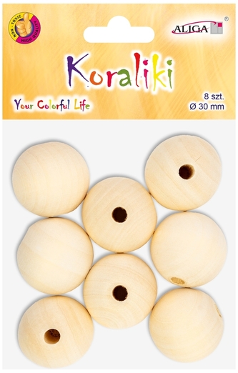 Koraliki drewniane PJ-9388 rozm.30mm, op. 8szt., Aliga