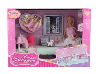 Lalka 30 cm z łóżkiem i akcesoriami