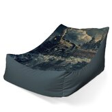Sedací vak Lounge Parní lokomotiva v zasněženém městě: 120 x 100 x 80 cm