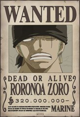 Plakát, Obraz - One Piece - Wanted Zoro, 61 × 91.5 cm