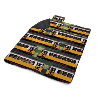 Plážová deka Lisabonské historické tramvaje Zelený Pattern: 200x140 cm