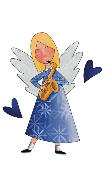 Kávička - C24 - andílek se saxofonem  – mletá